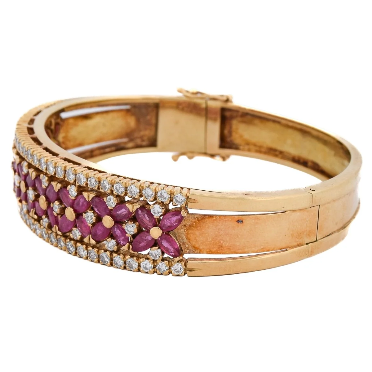 Bracelet Jonc en or jaune, rubis et diamants - Image 3