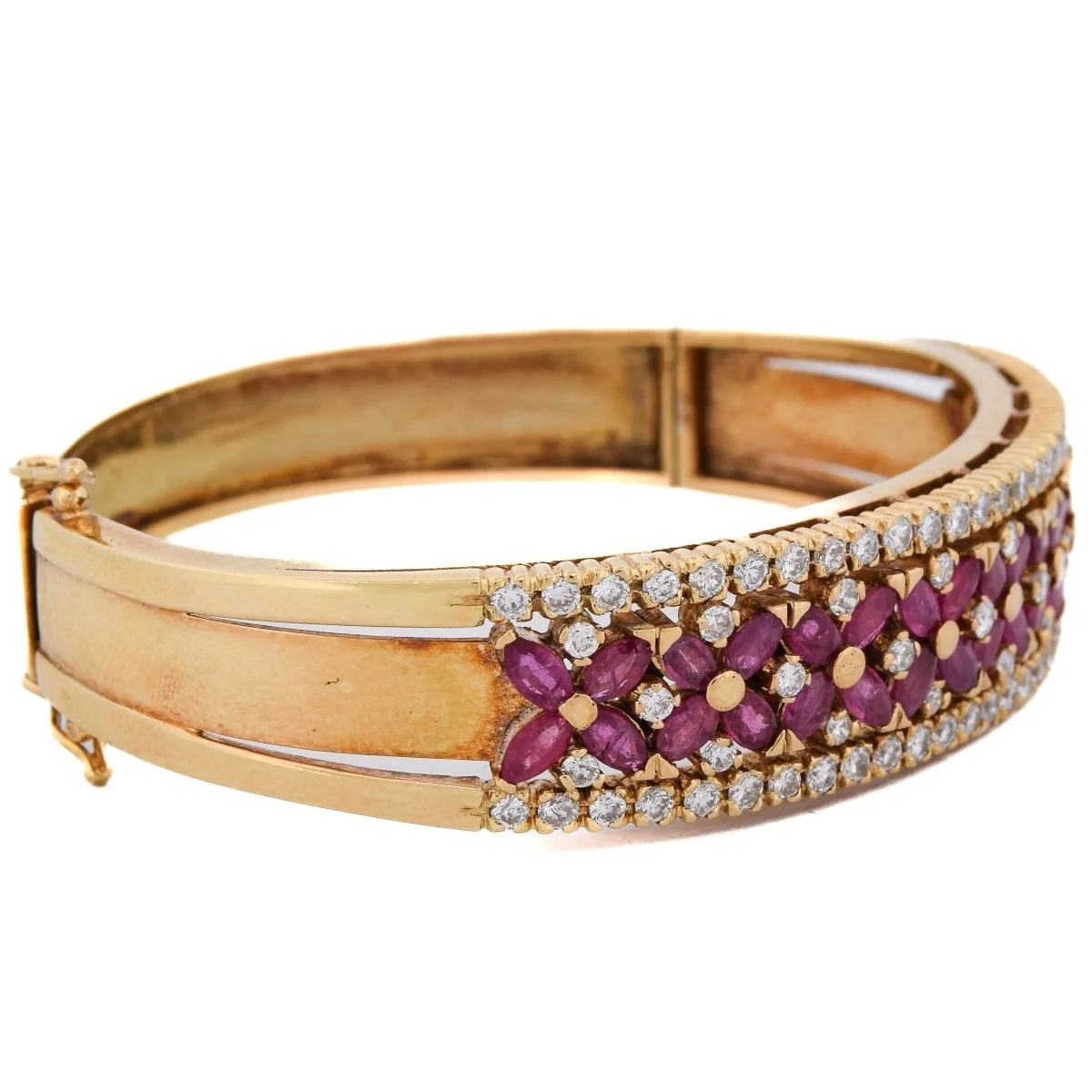 Bracelet Jonc en or jaune, rubis et diamants - Image 8