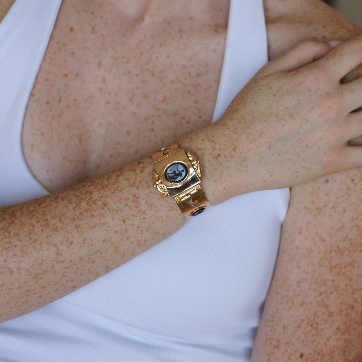 Bracelet Jonc en or rose et agate - Image 2