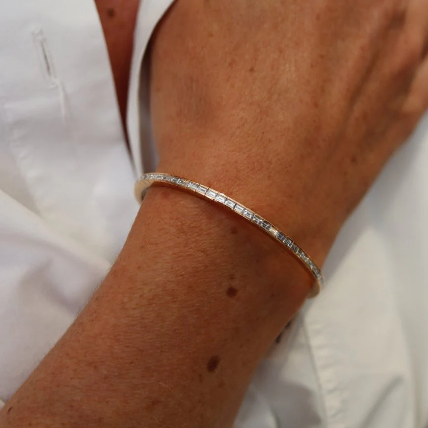 Bracelet Jonc en or rose et diamant - Image 2