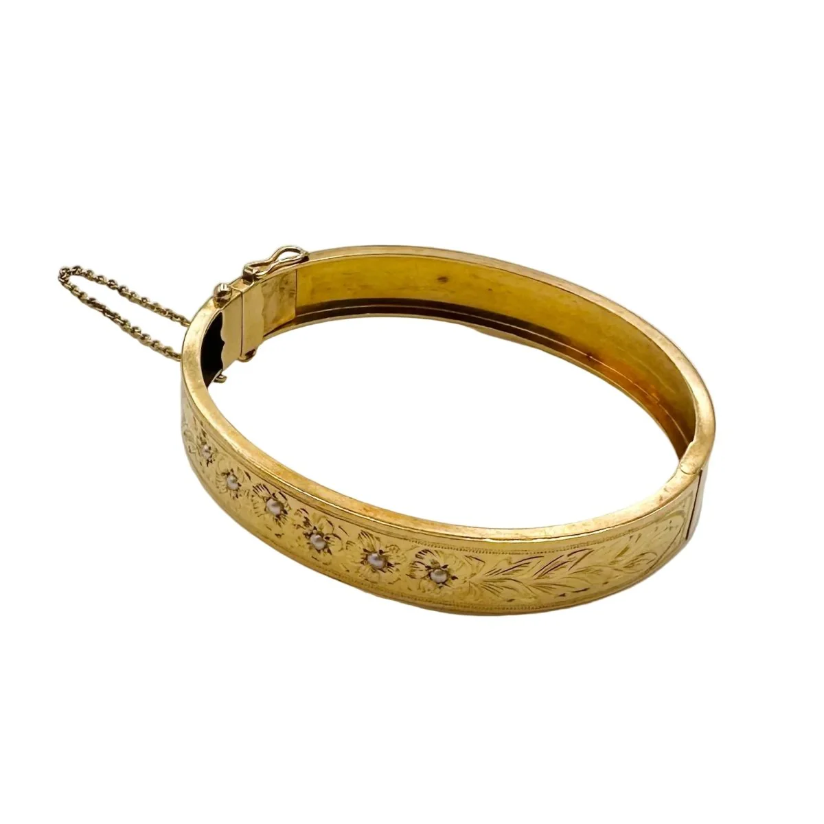 Bracelet Jonc en or rose et perles - Image 2