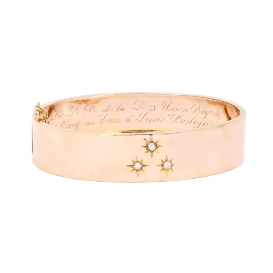 Bracelet Jonc en or rose et perles
