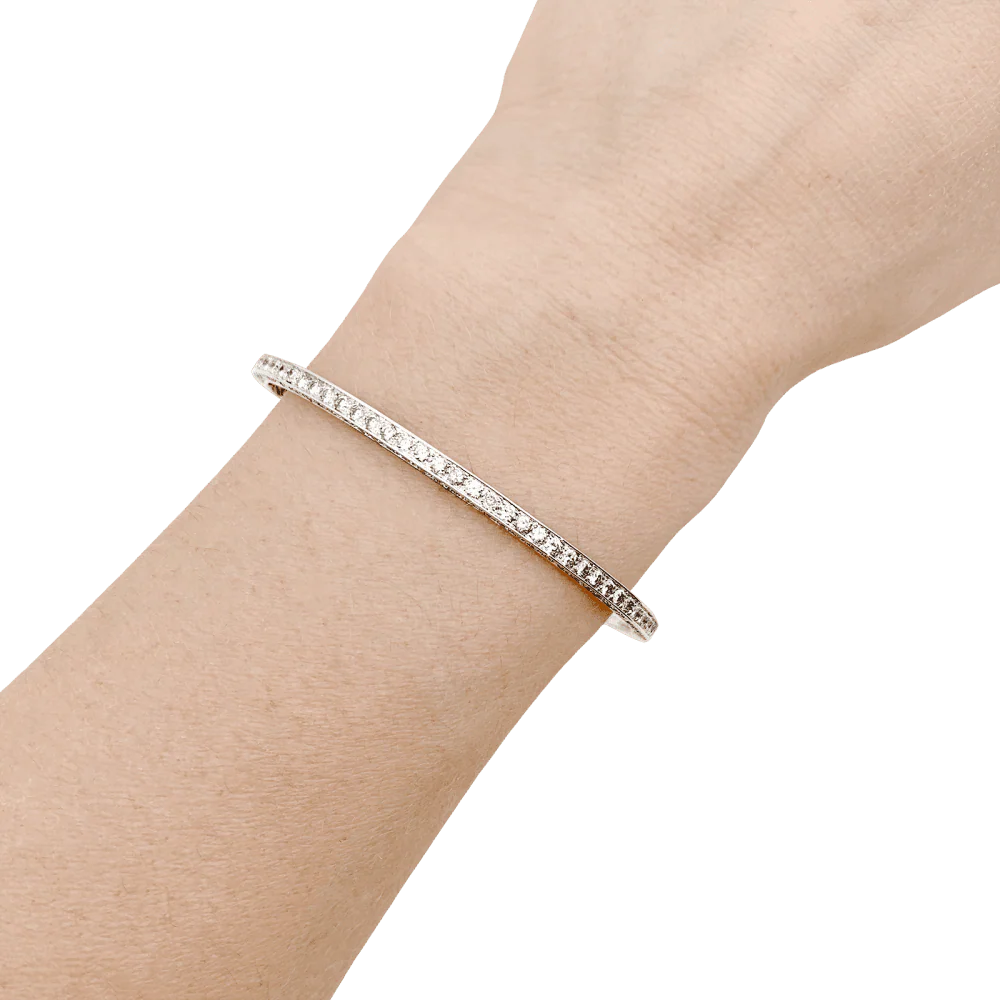 Bracelet Jonc en or blanc et diamants - Image 2