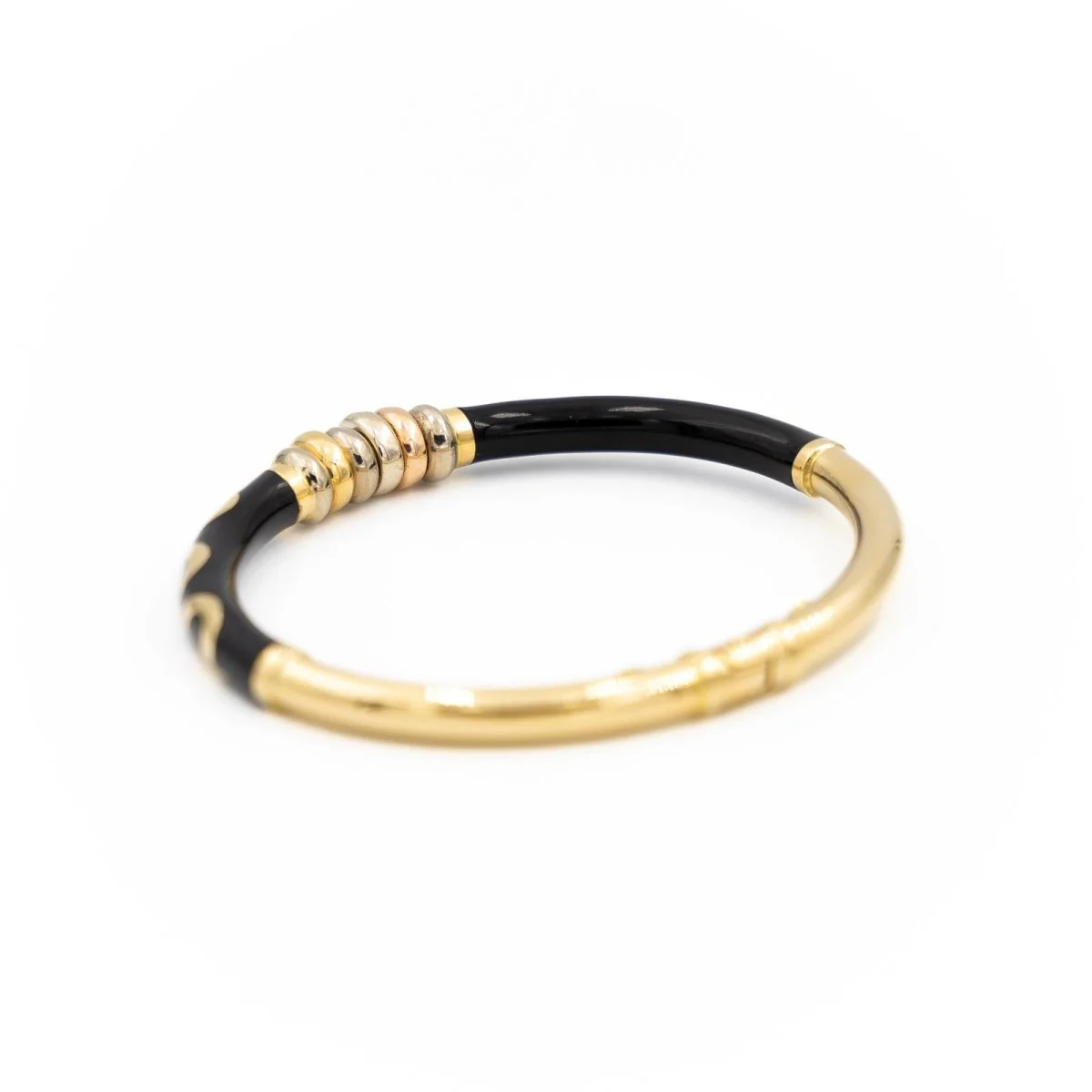 Bracelet Jonc en or jaune et émail noir - Image 6