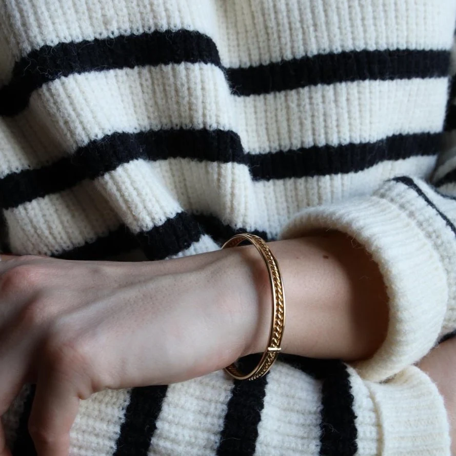 Bracelet Jonc torsade en or jaune - Image 2