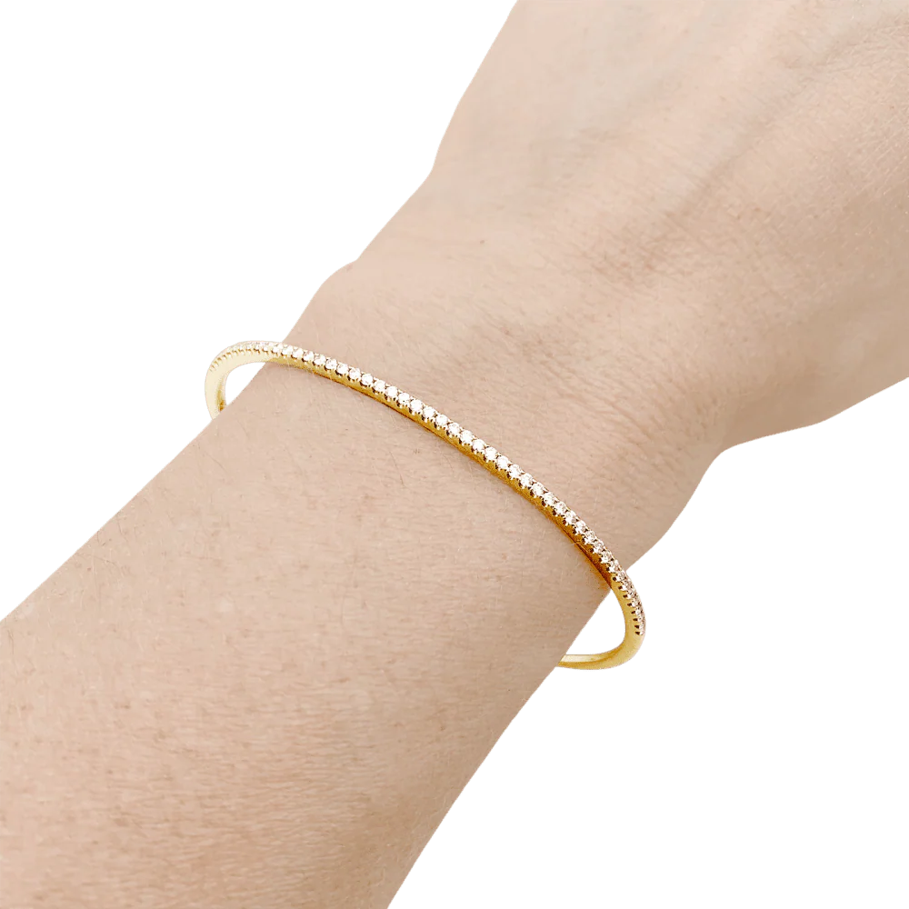 Bracelet Jonc en or jaune et diamants - Image 2