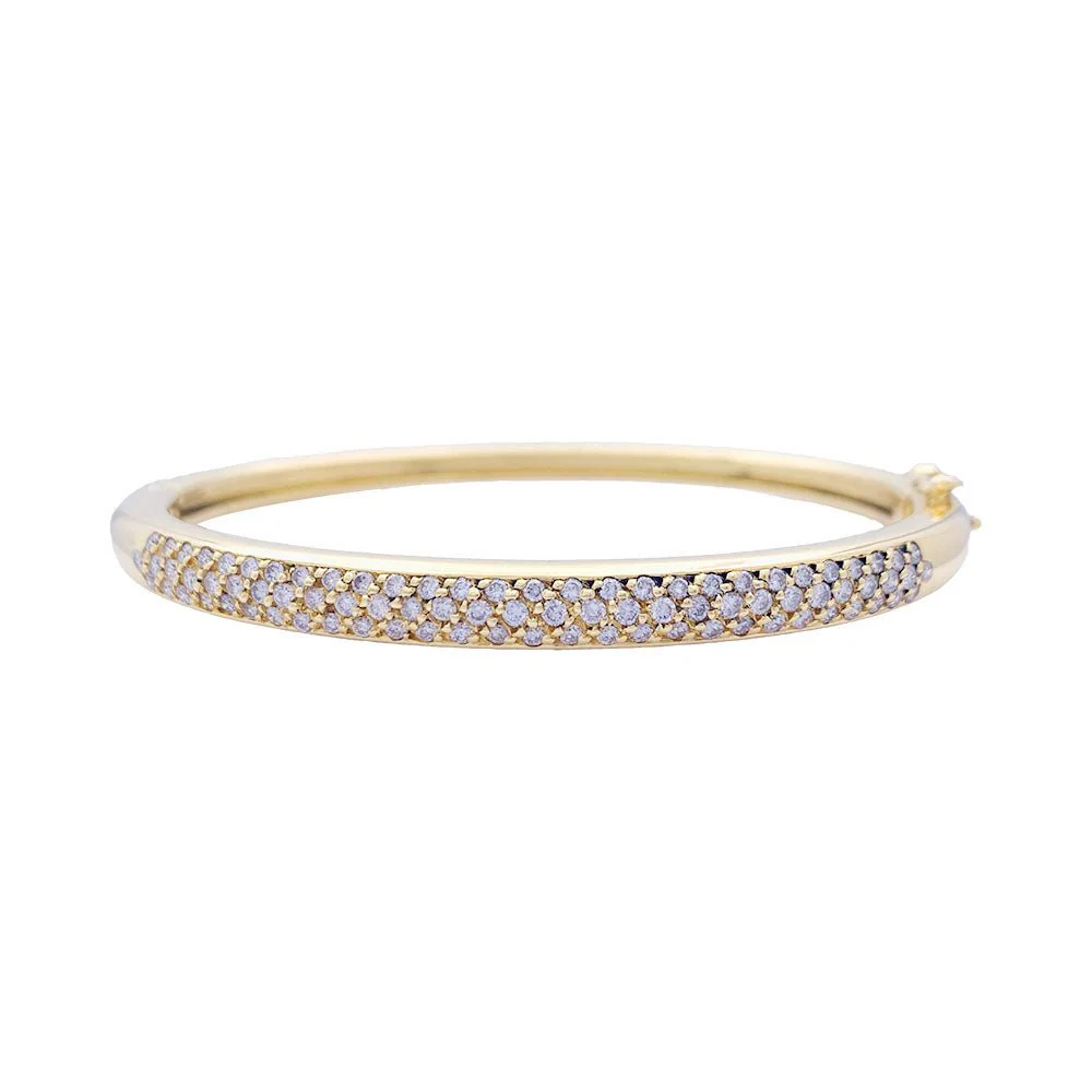 Bracelet jonc, or jaune et diamants.