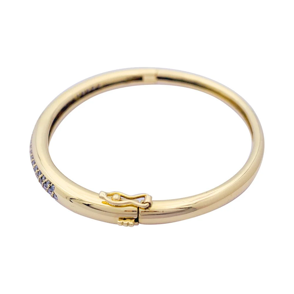 Bracelet jonc, or jaune et diamants. - Image 3