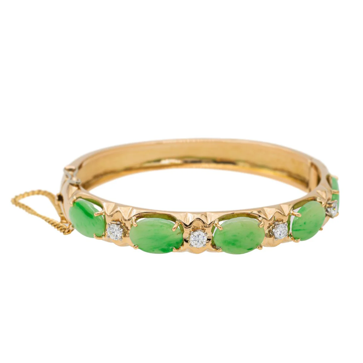 Bracelet Jonc en or jaune jade et diamants