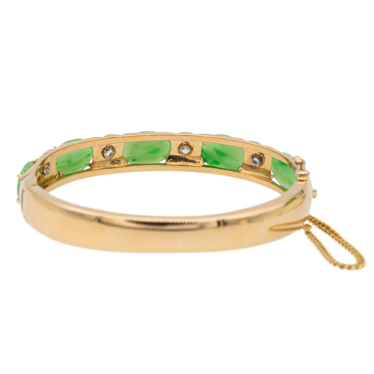 Bracelet Jonc en or jaune jade et diamants - Image 4