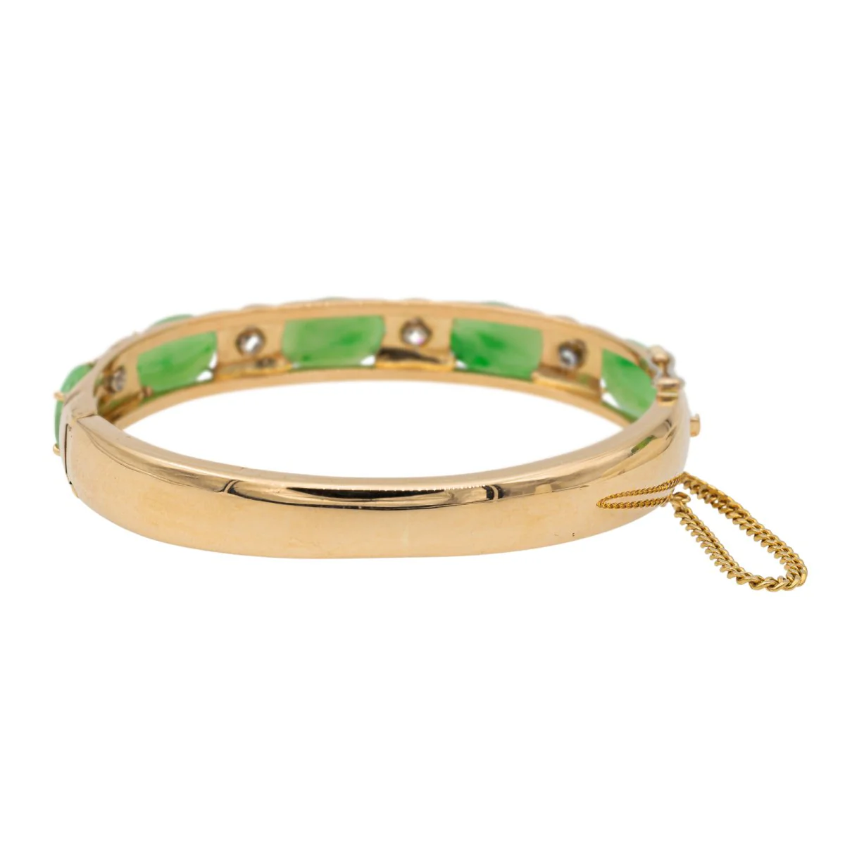 Bracelet Jonc en or jaune jade et diamants - Image 5