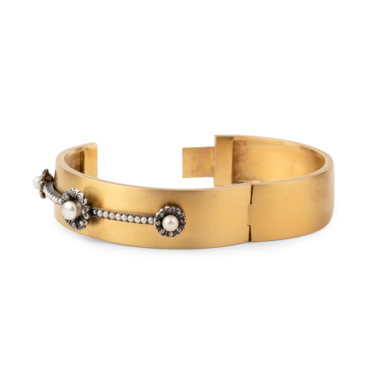 Bracelet Jonc en or jaune et perles - Image 3