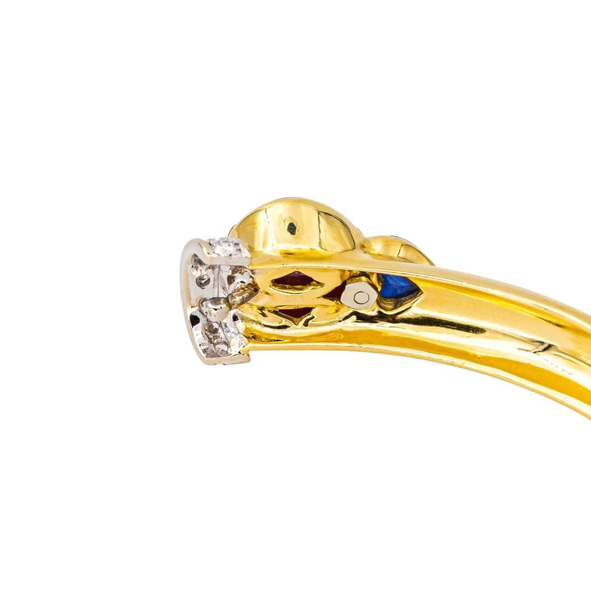 Bracelet Jonc en or jaune, rubis, saphir et diamants - Image 7