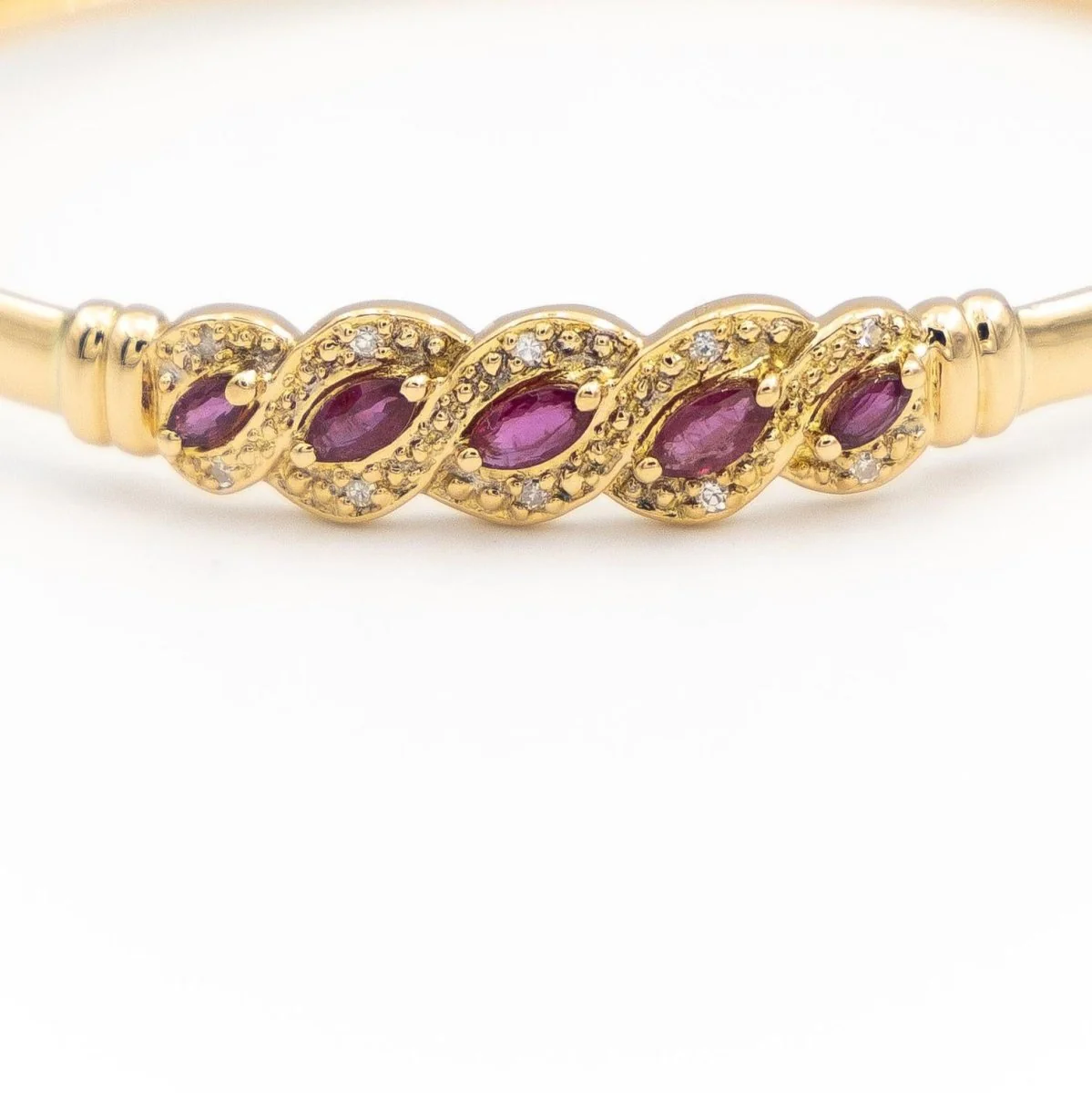 Bracelet Jonc Or jaune Rubis - Image 8