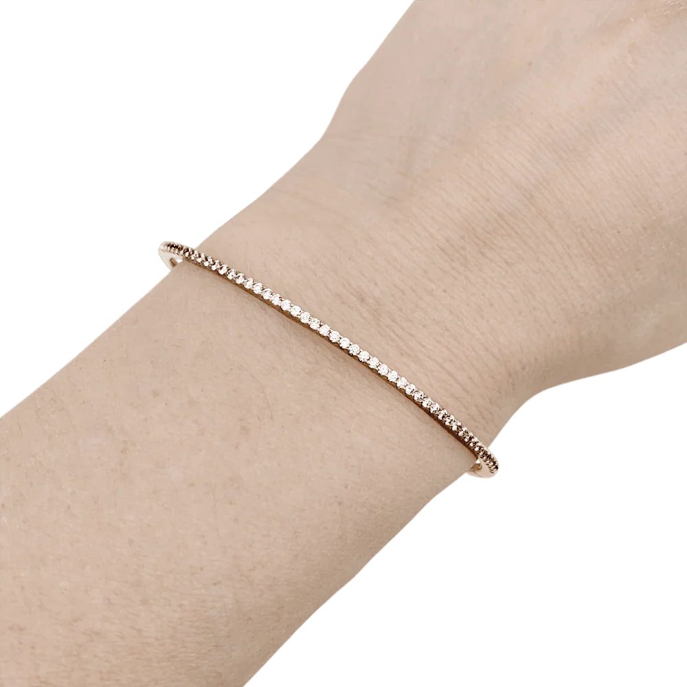 Bracelet Jonc en or rose et diamants - Image 2
