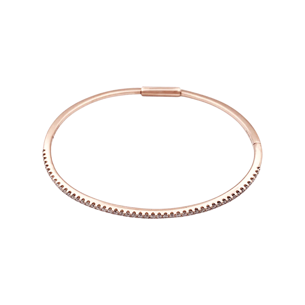 Bracelet Jonc en or rose et diamants - Image 5