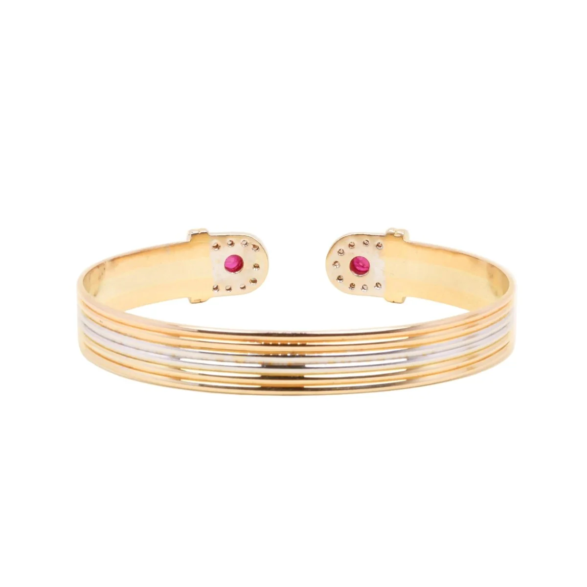 Bracelet Jonc en or blanc, or jaune, or rose, rubis et diamants - Image 3