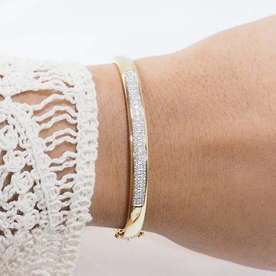 Bracelet Jonc en or jaune et diamants - Image 2