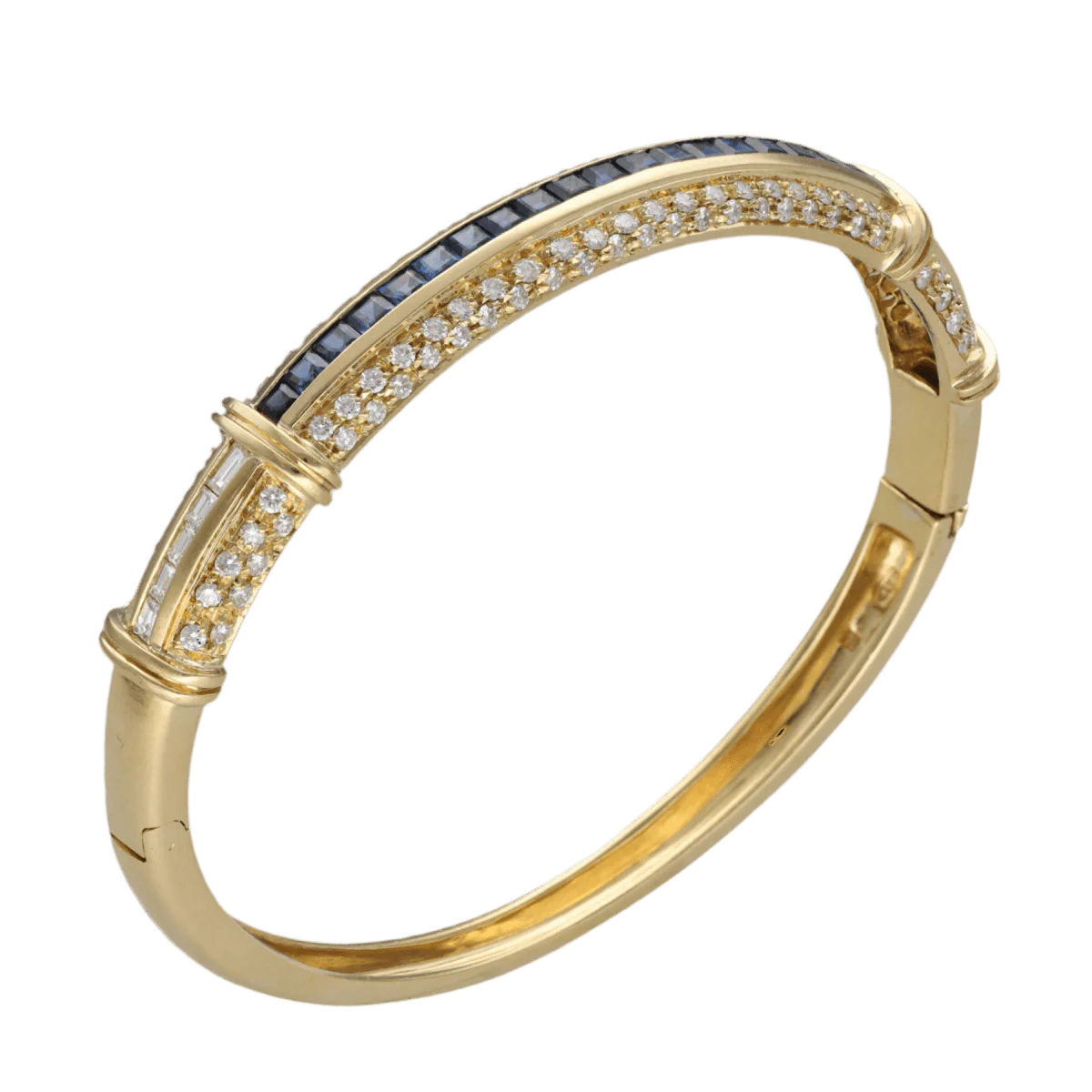 Bracelet Jonc en or jaune, saphirs et diamants - Image 3