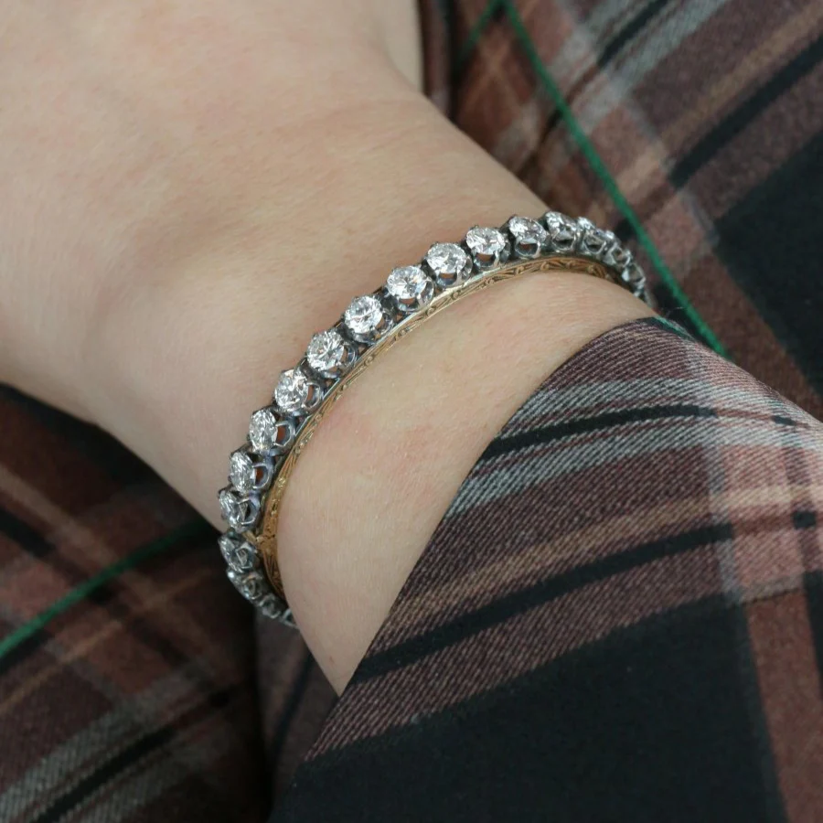 Bracelet Jonc en or, argent et diamants - Image 12
