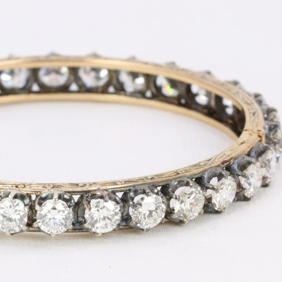 Bracelet Jonc en or, argent et diamants - Image 3