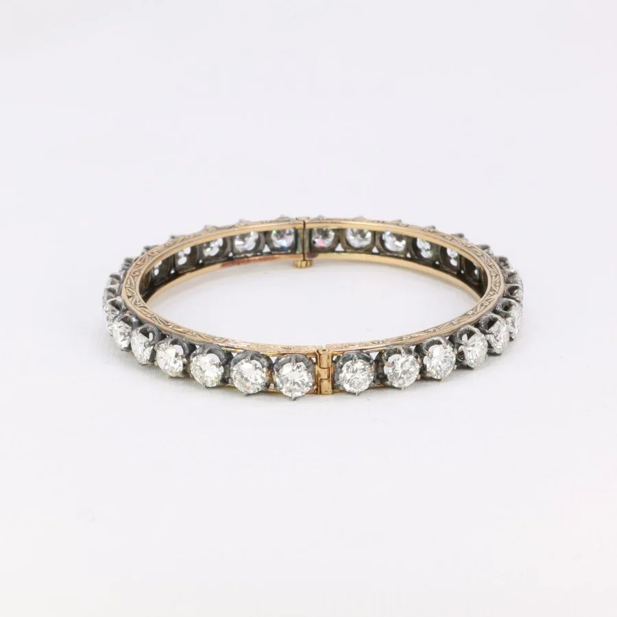 Bracelet Jonc en or, argent et diamants - Image 4