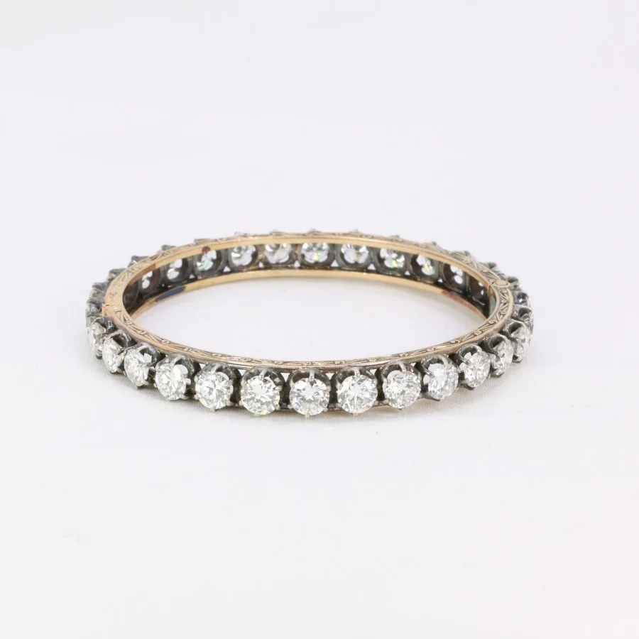 Bracelet Jonc en or, argent et diamants - Image 5