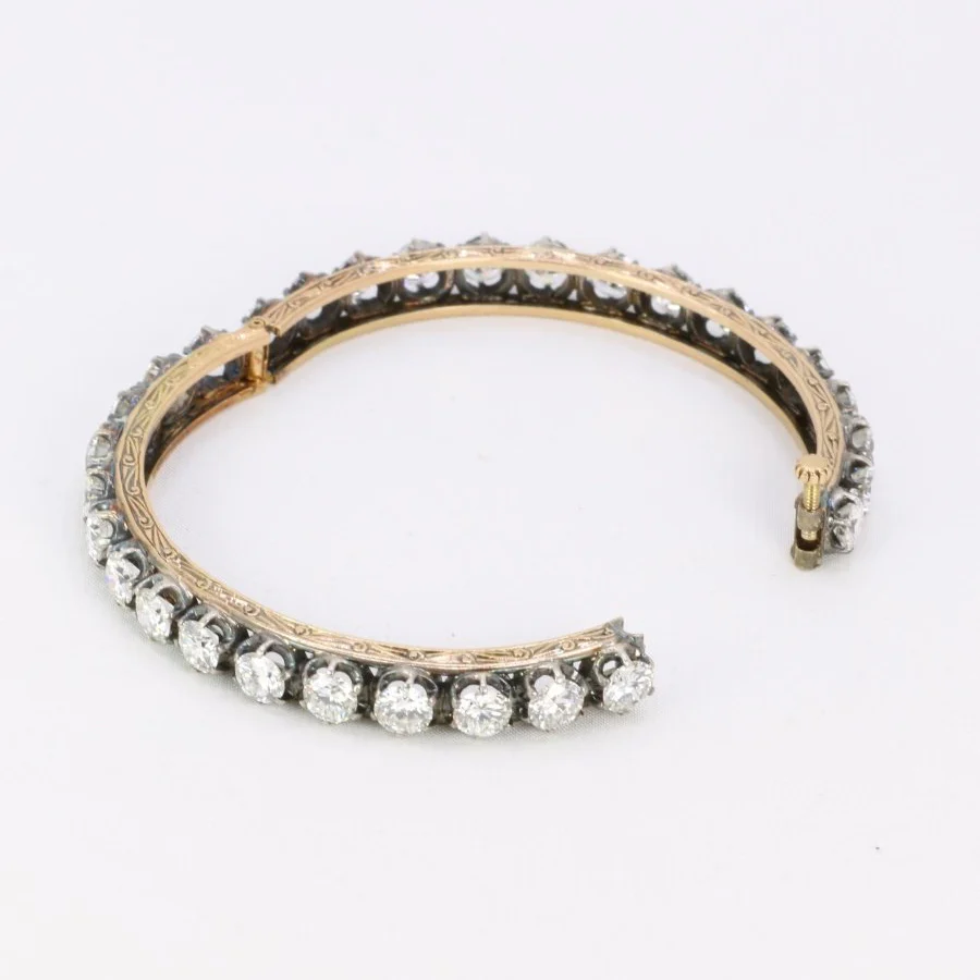 Bracelet Jonc en or, argent et diamants - Image 8