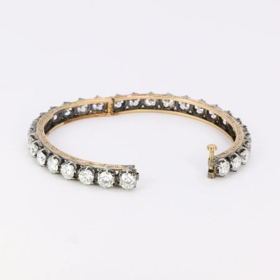 Bracelet Jonc en or, argent et diamants - Image 9