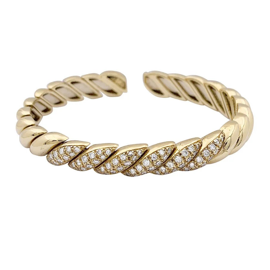 Bracelet jonc en or jaune et diamant