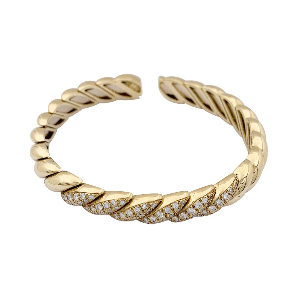 Bracelet jonc en or jaune et diamant - Image 3