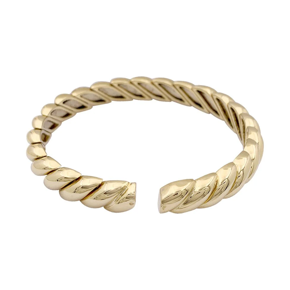 Bracelet jonc en or jaune et diamant - Image 4