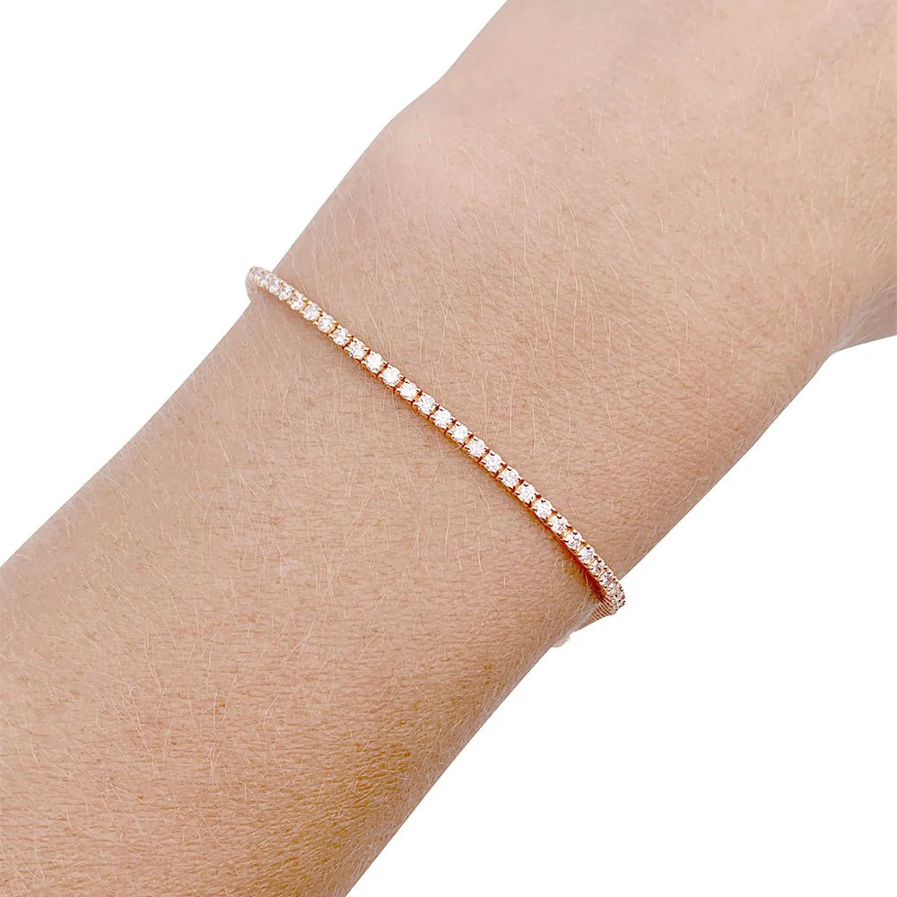 Bracelet ligne diamants en or rose - Image 6