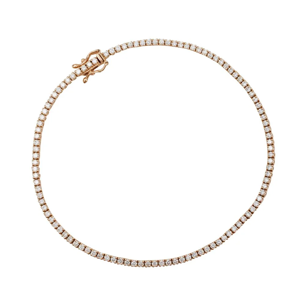 Bracelet ligne diamants en or rose.