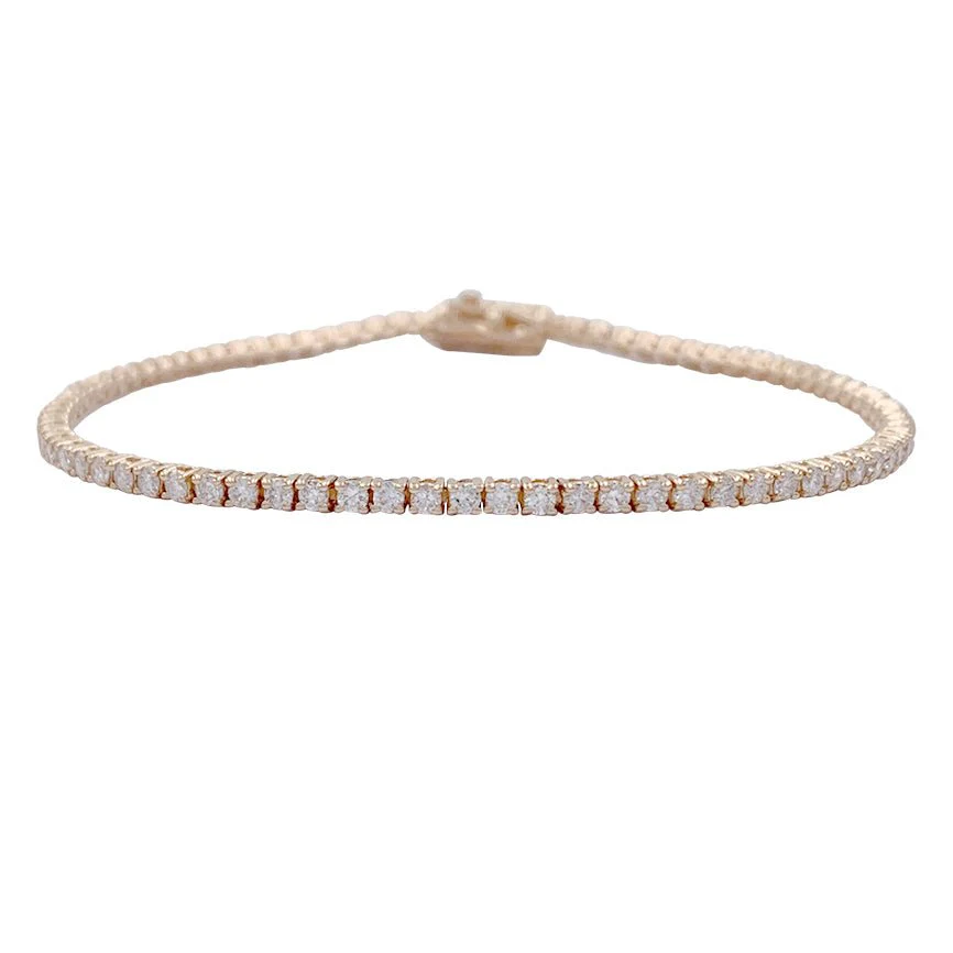 Bracelet ligne diamants en or rose. - Image 3
