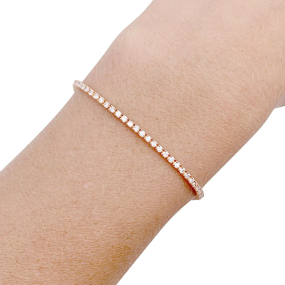 Bracelet ligne diamants en or rose. - Image 4