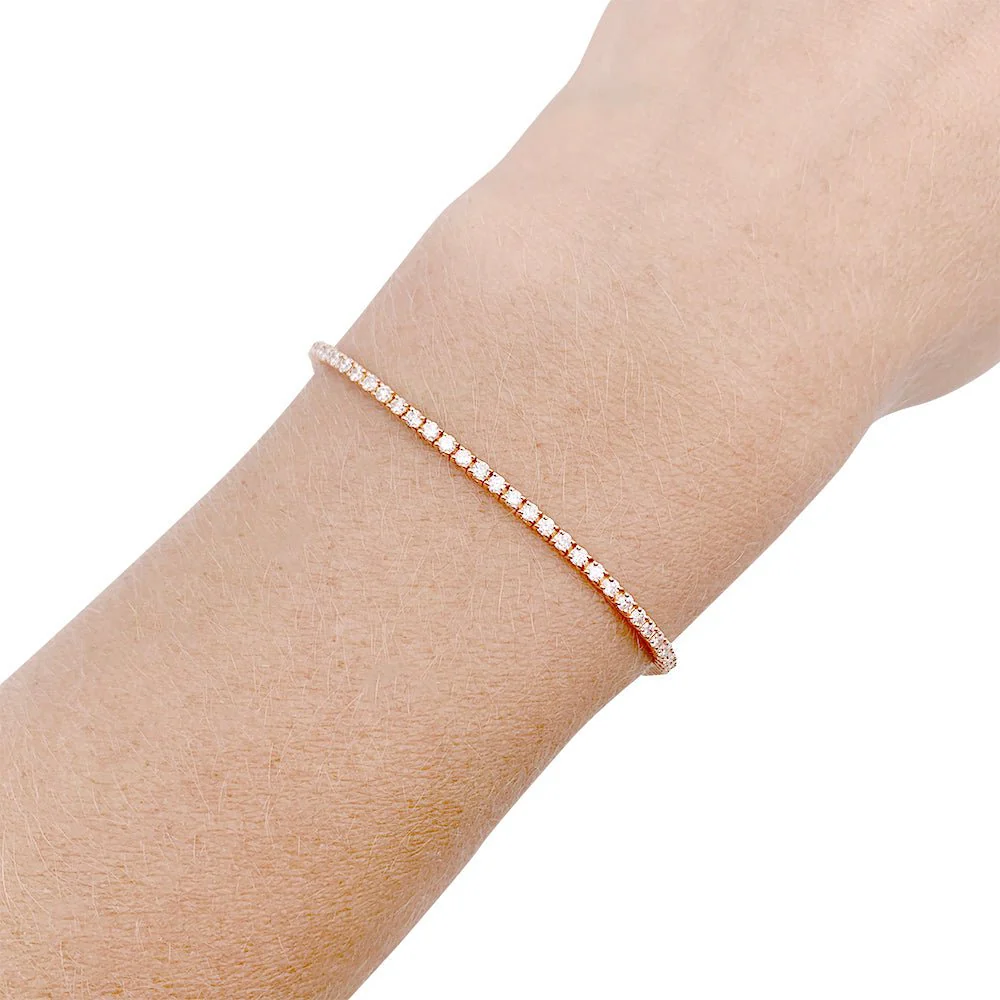 Bracelet ligne diamants en or rose. - Image 5