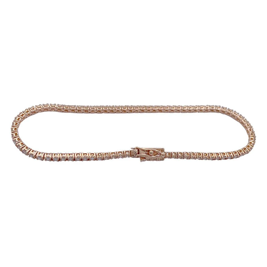Bracelet ligne diamants en or rose. - Image 7