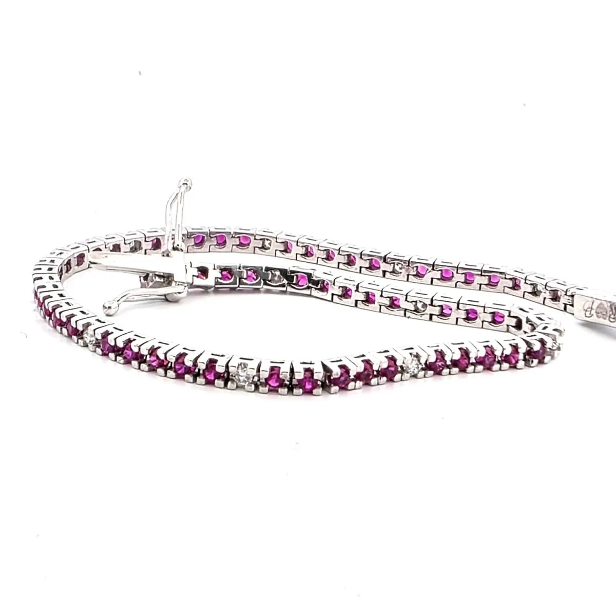 Bracelet Ligne en or blanc, rubis et diamants - Image 3