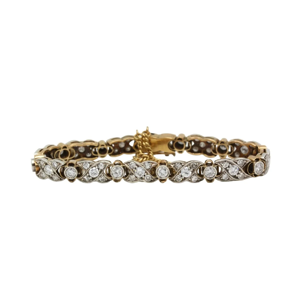 Bracelet Ligne en or jaune, argent et diamants