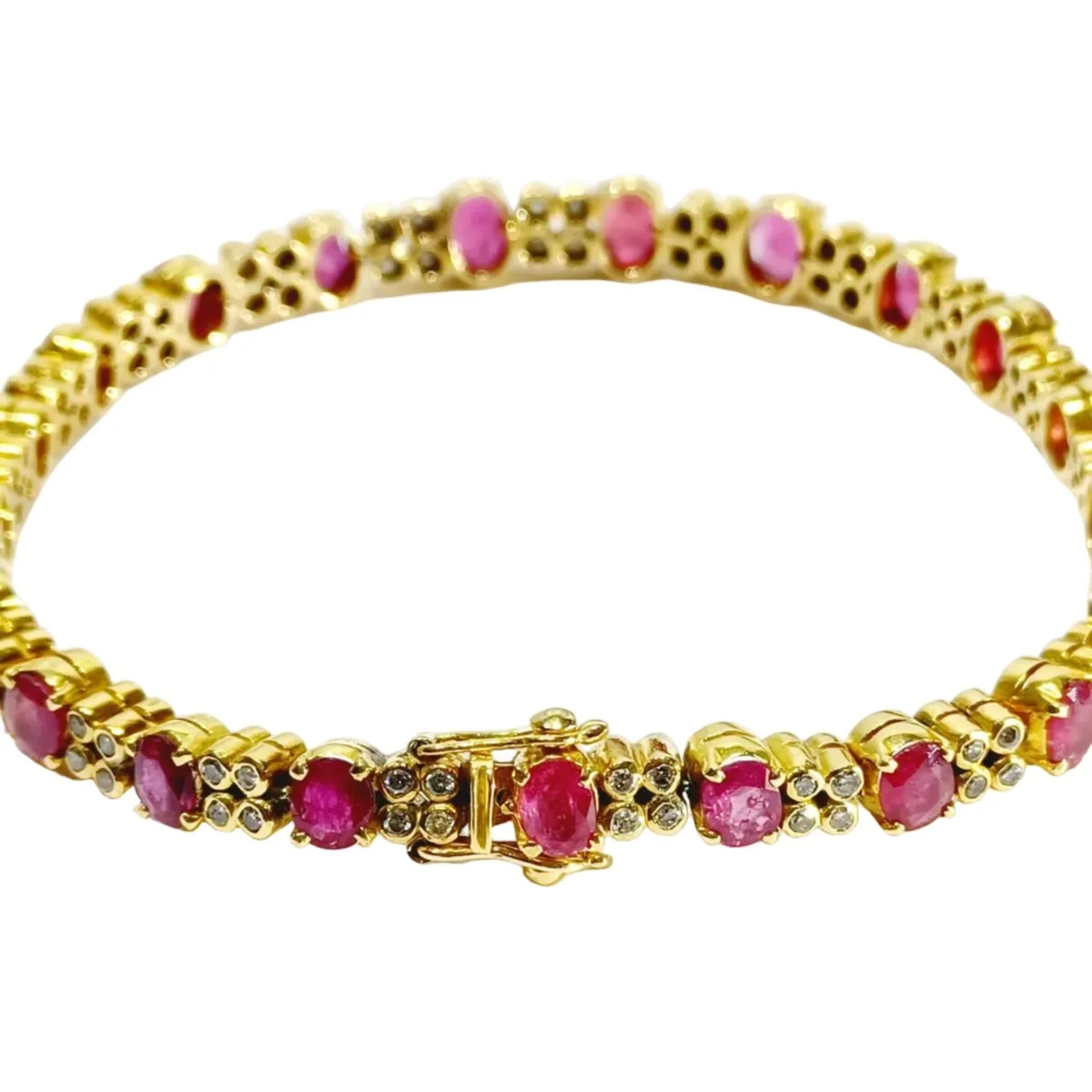 Bracelet Ligne en or jaune, rubis et diamants - Image 3