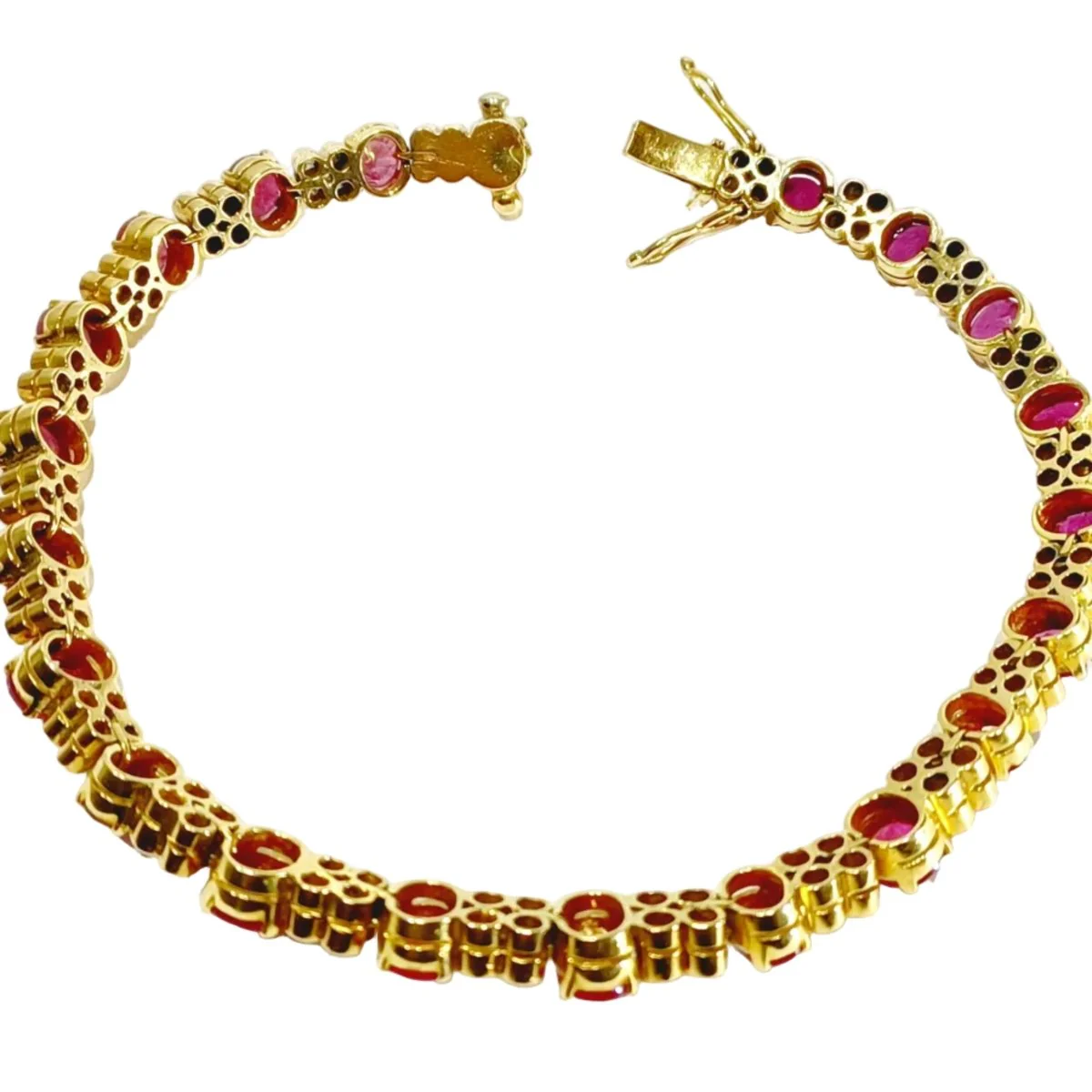 Bracelet Ligne en or jaune, rubis et diamants - Image 4