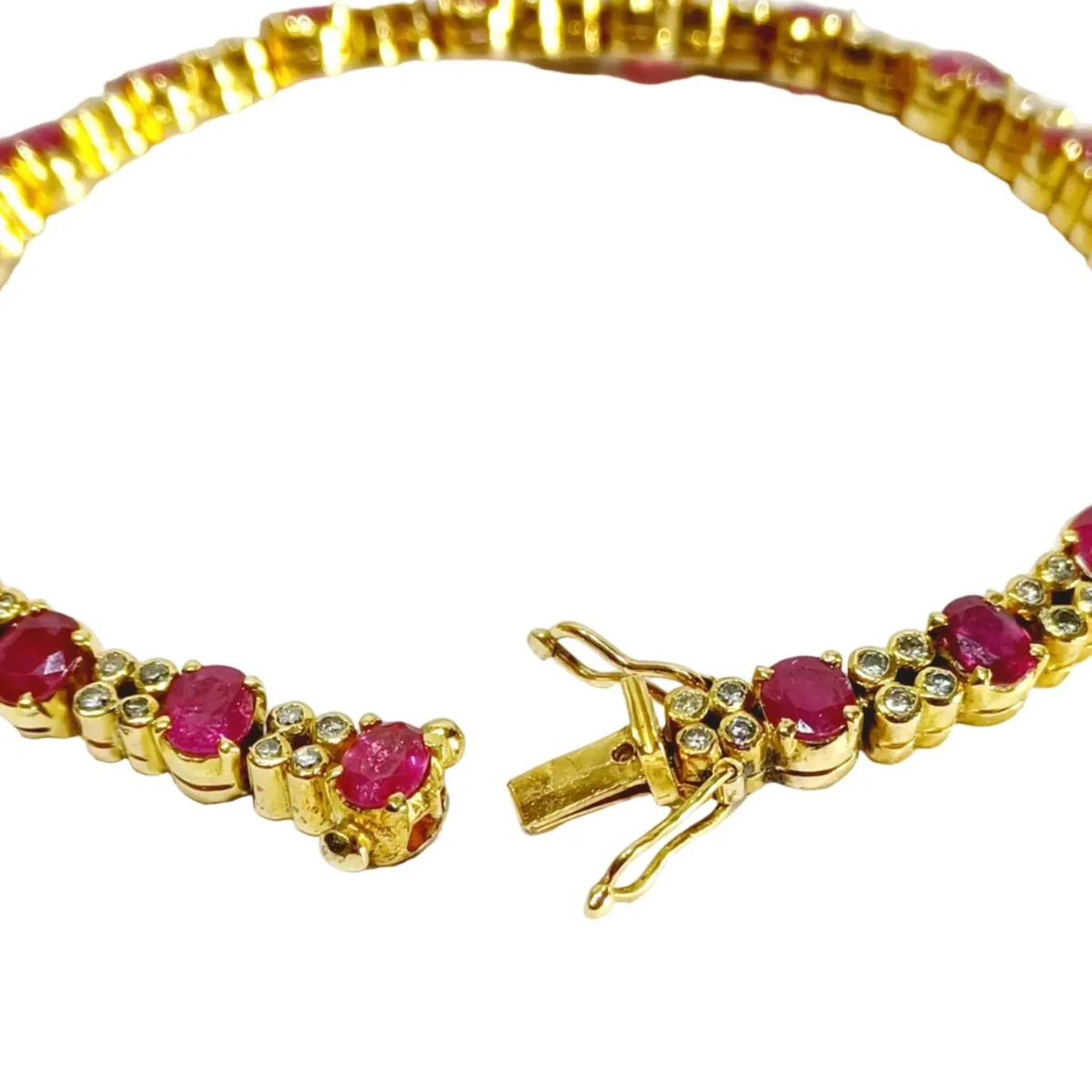 Bracelet Ligne en or jaune, rubis et diamants - Image 5