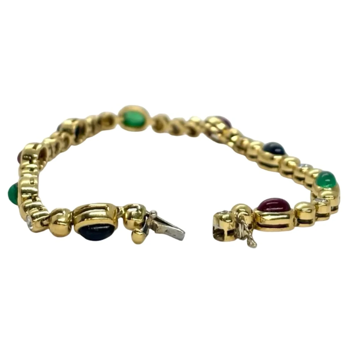 Bracelet Ligne en or jaune, saphirs, émeraudes, rubis et diamants - Image 2