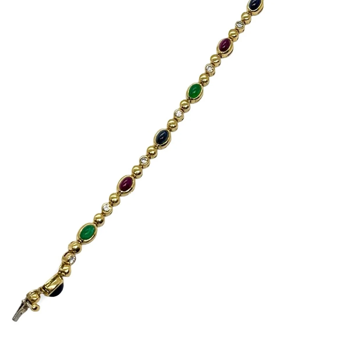 Bracelet Ligne en or jaune, saphirs, émeraudes, rubis et diamants - Image 3