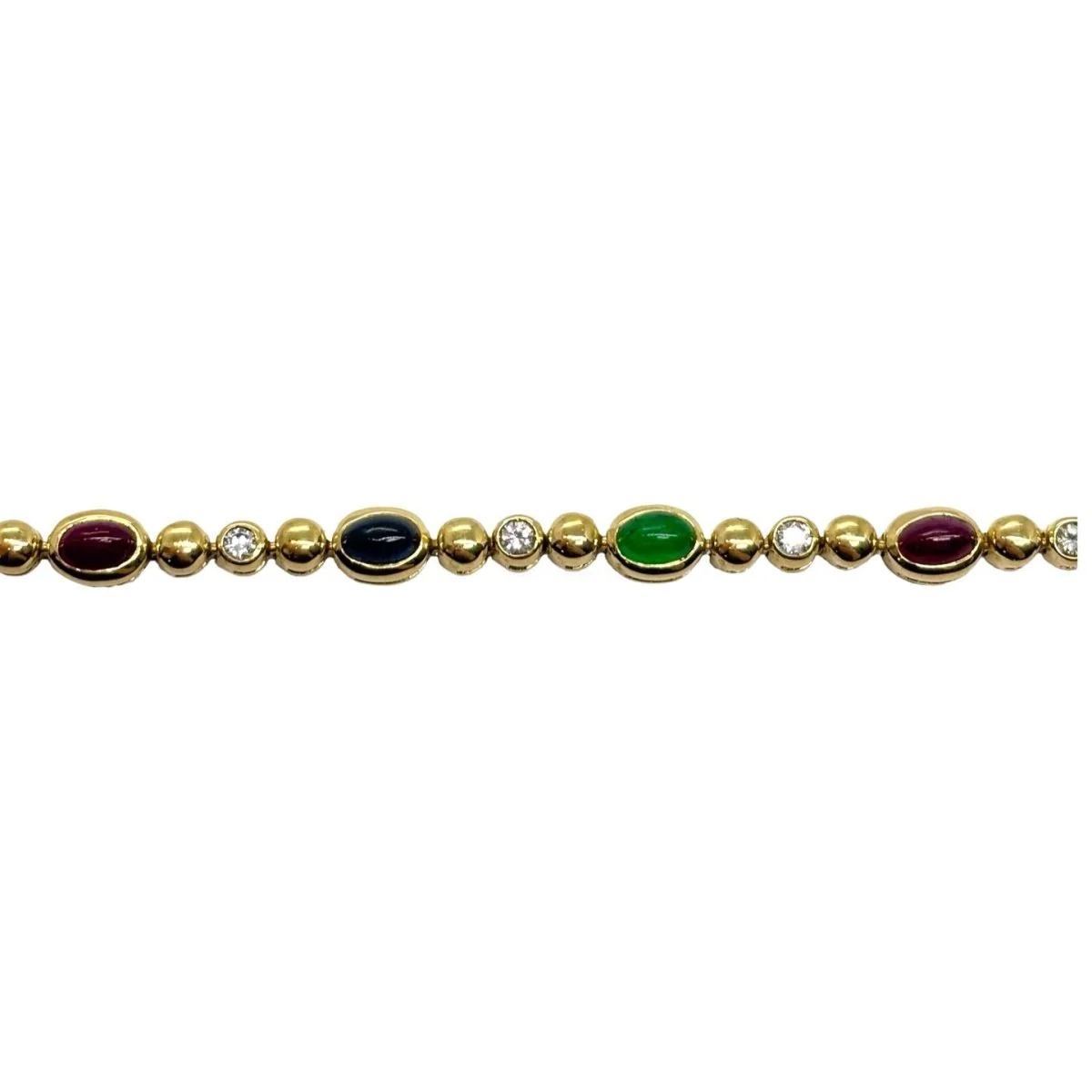 Bracelet Ligne en or jaune, saphirs, émeraudes, rubis et diamants - Image 4