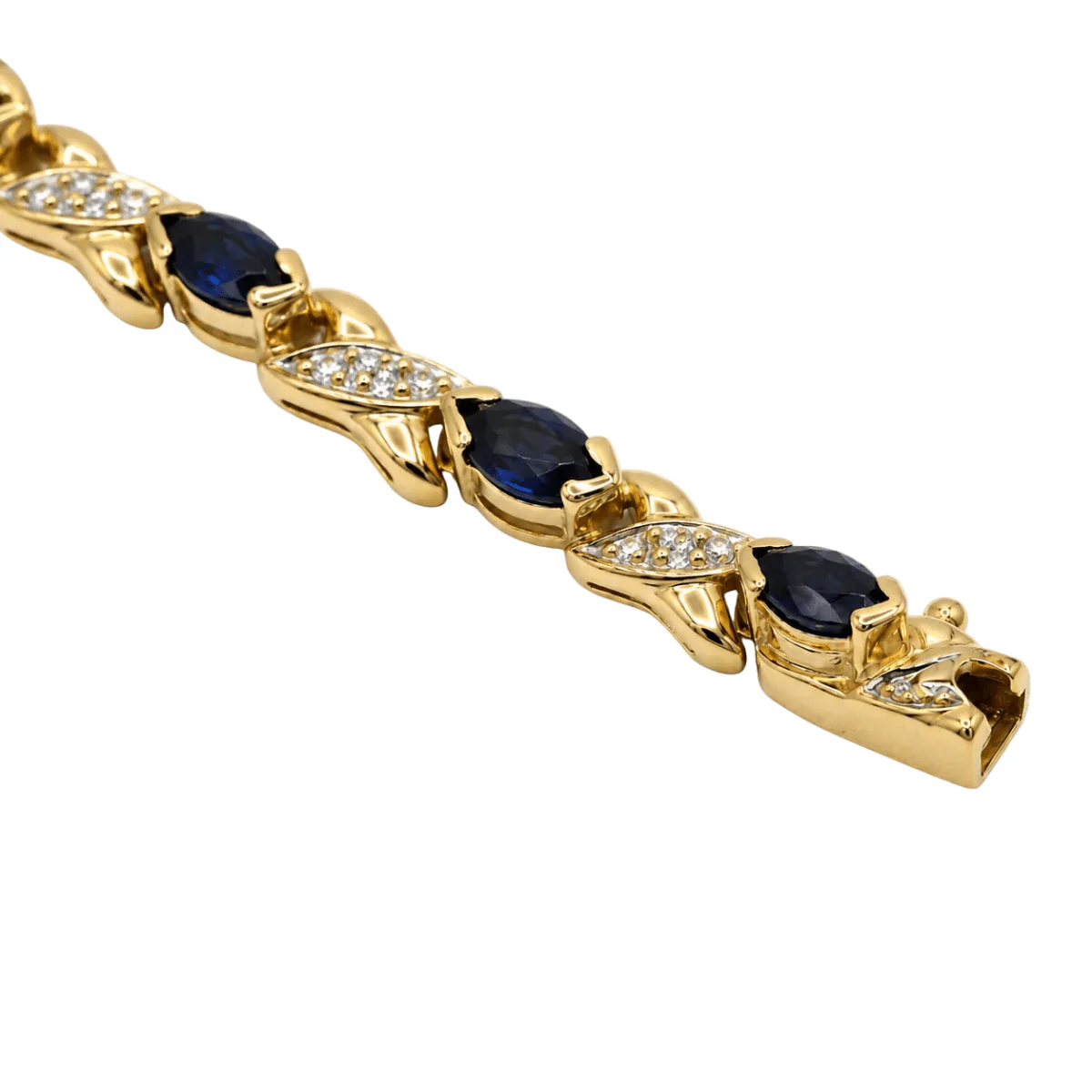 Bracelet Ligne en or jaune, saphirs et diamants - Image 4