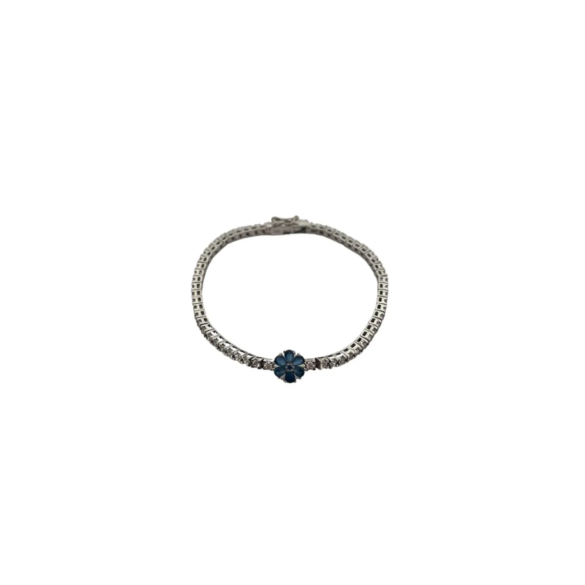 Bracelet Ligne en platine orné de diamants et saphirs - Image 3