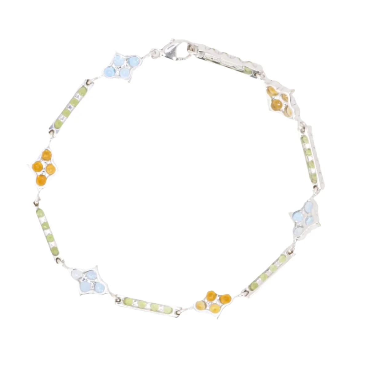 Bracelet Ligne en or blanc, citrines, péridots et topazes - Image 3