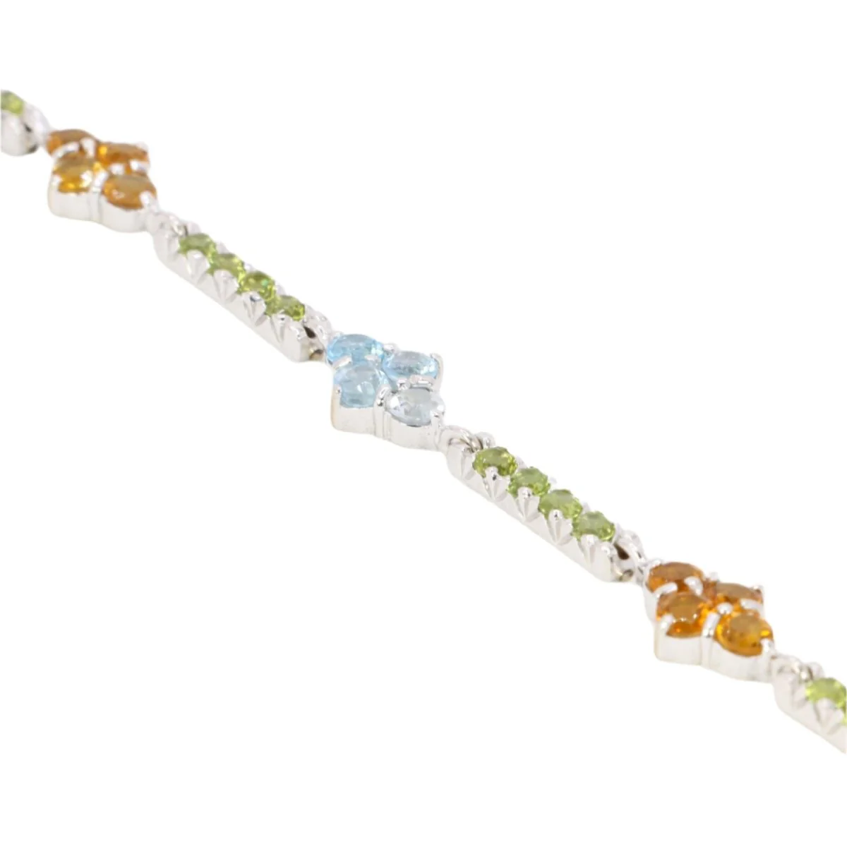 Bracelet Ligne en or blanc, citrines, péridots et topazes - Image 6